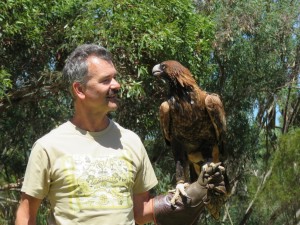 Othmar und der Adler schauen sich genau an